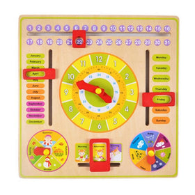 Montessori Toys for Kids Clock Date Weather Chart Wooden Learning Calendar Clock Toy