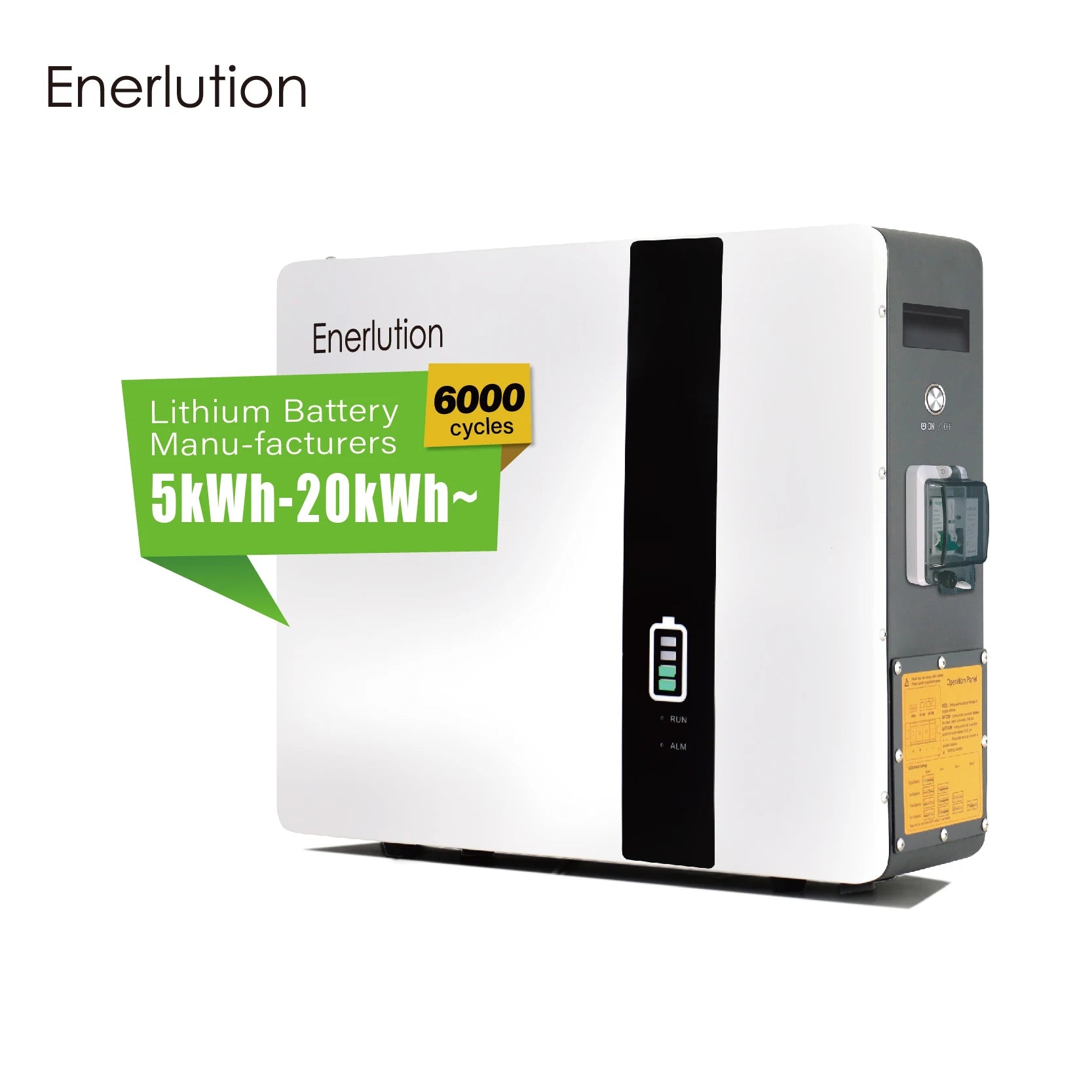 Enerlution ENERGY 48V 51.2V Lithium Solar Wall-Mounted Battery Home Energy Storage Lifepo4 100Ah 200Ah 5Kwh 10Kwh CAN Hybrid
