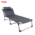WOQI Adjustable 4-Position Reclining Folding Bed Portable Metal Steel Frame Camping Bed Pillow for Outdoor Living Room Hotel Use