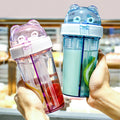 Wholesale Cute Clear BPA-free PP/PC Thermal Insulation Direct Drinking Reusable Eco-Friendly Portable Double Drink Plastic