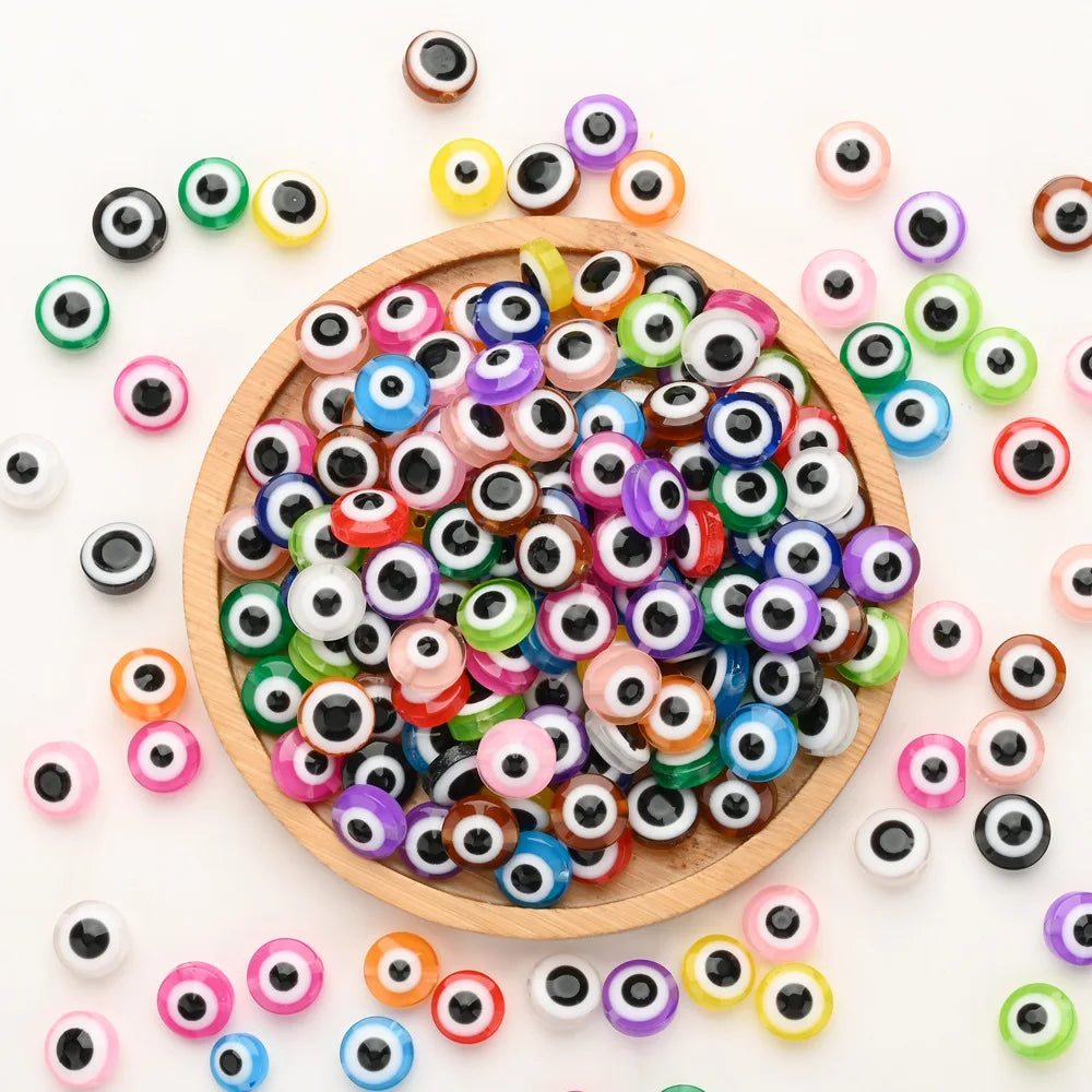 JC 50 Pieces/bag New Resin Round Loose Beads Accessories for Jewelry Making Bulk Wholesale Evil Eye Beads