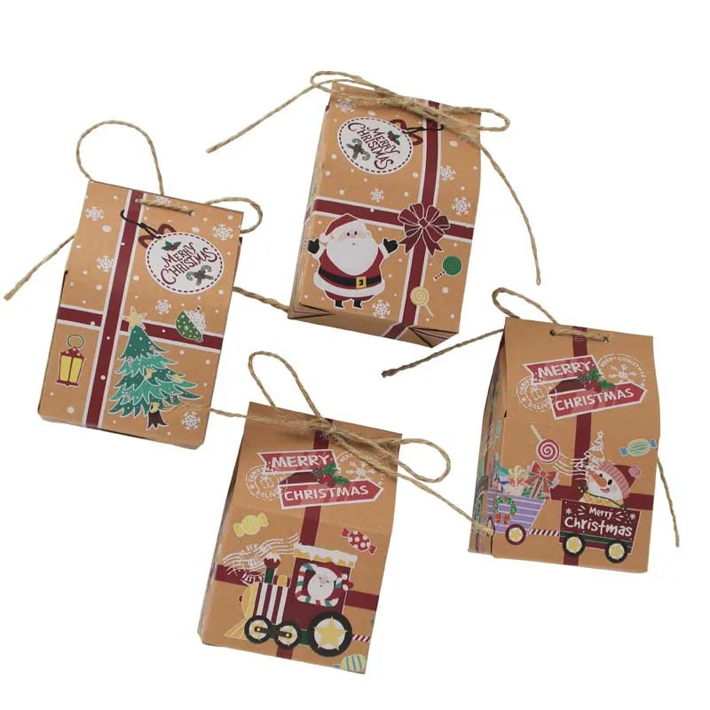 Christmas New Candy Box Kraft Paper Sugar Box Christmas Small House Box Gift  in Stock