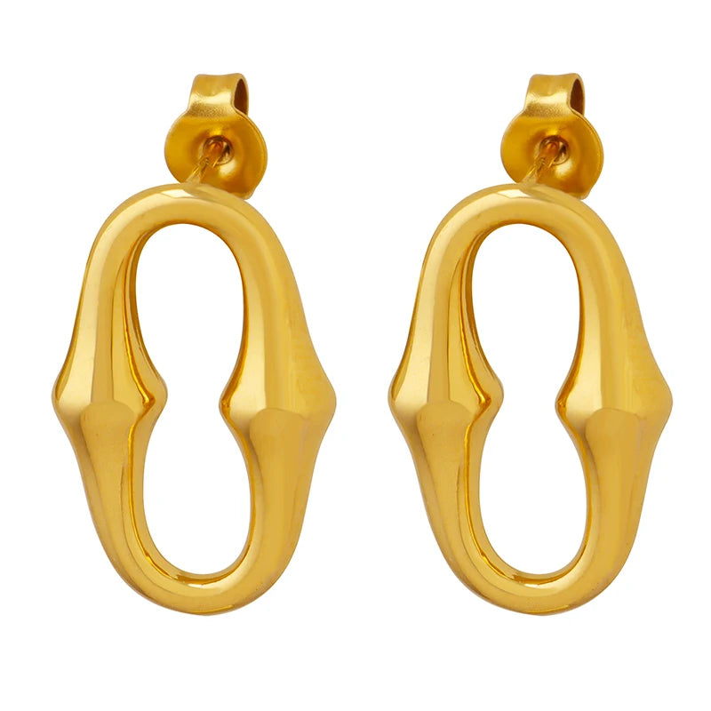 Fashion U-shaped Oval Horseshoe Earrings Stainless Steel Surgical Grade Titanium Steel Earrings