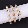 New Trend Boho Chic Cube Crackle Bead Jewelry Pendant Imitation Pearl Stretch Porcelain Beads Bracelet