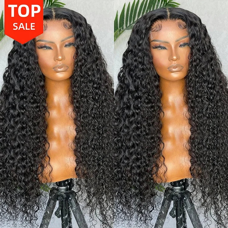 Natural Black Deep Curly Human Hair Wigs For Black Women 150% Loose Deep Wave Lace Front Wigs HD Lace 4x4 Deep Wave Wig