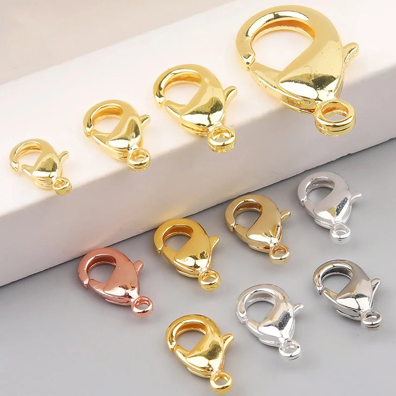 New 10mm 12mm 15mm 19mm 23mm Big Clasp 14k Gold 18k Gold Copper Lobster Clasp for Necklace Bracelet Jewelry Accessories