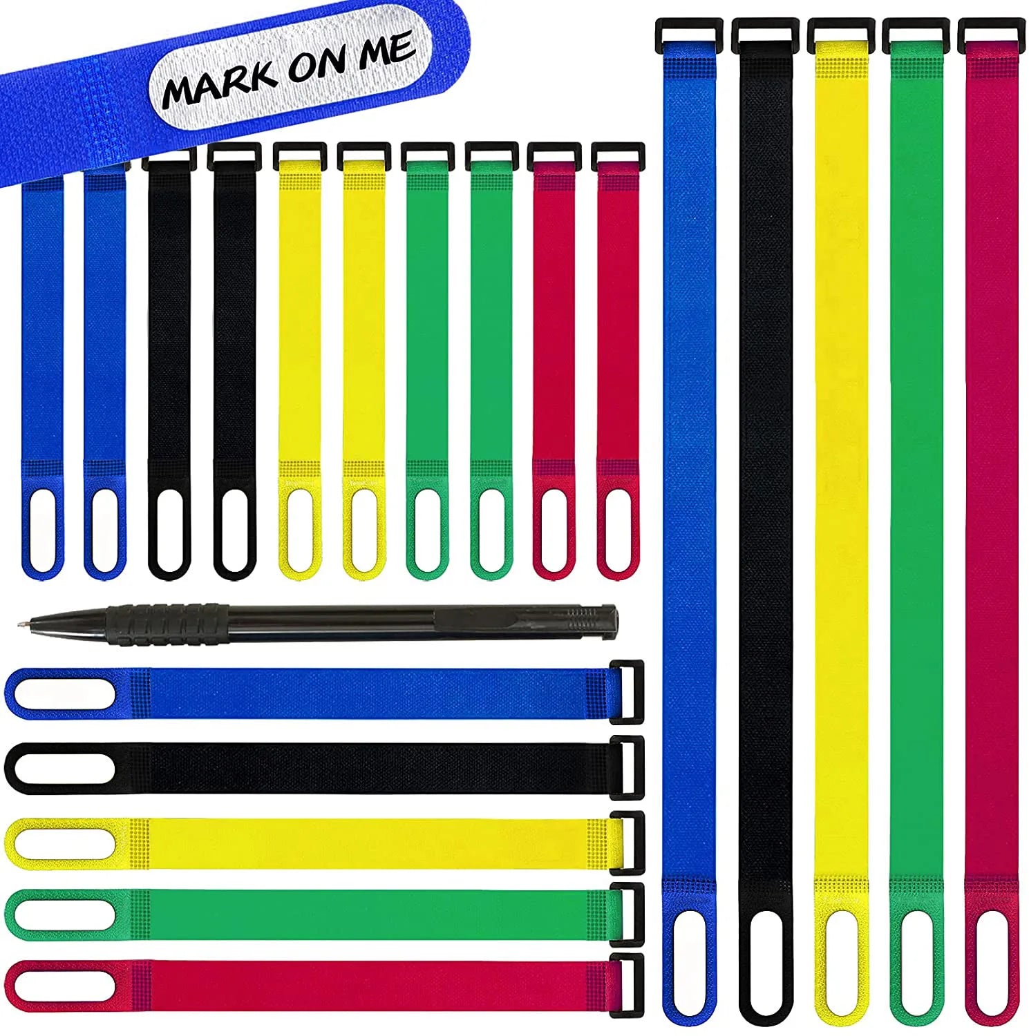 Write on Label Multipurpose Quality Hook and Loop Cable Tie Down Straps Reusable Cinch Straps for Easy Cord Identification