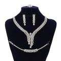 Drop Shipping Vintage Luxury Zircon Necklace Bracelet Earrings Ring Wedding 4pcs Dinner Jewelry Sets Exquisite Set BN8151