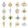 Factory Wholesale Pendant Popular Luxury Palm Eye Tear Copper Colorful Zircon DIY Jewelry Accessories