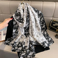 Hot Selling Long Large Fashion Women Soft Silk Printed Shawl Head Hijab 180*90cm Luxury Designer Flower Printed Soie Silk Scarf