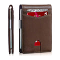 PU Leather Slim Hand Crafted Minimalist Front Pocket Bifold Wallet With Rfid Blocking and Money Clip for Men