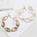 2024 New Arrival Fashion Jewelry Trendy Women's Oval Natural Turquoise Stone 18K Gold Plated Vintage Alloy Glass Stone Bangle