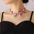 Japanese Korean Creative Cartoon Style Casual Fashion Chain Cute Fun Stereo Villain Clavicle Gold Plated Trendy Zircon Stones
