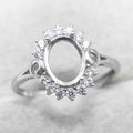 Sterling Silver 7*9mm Semi Mount Ring Empty Frame Blank Support Claw Setting S925 Base Holder Without Center Stone DIY for Inlay