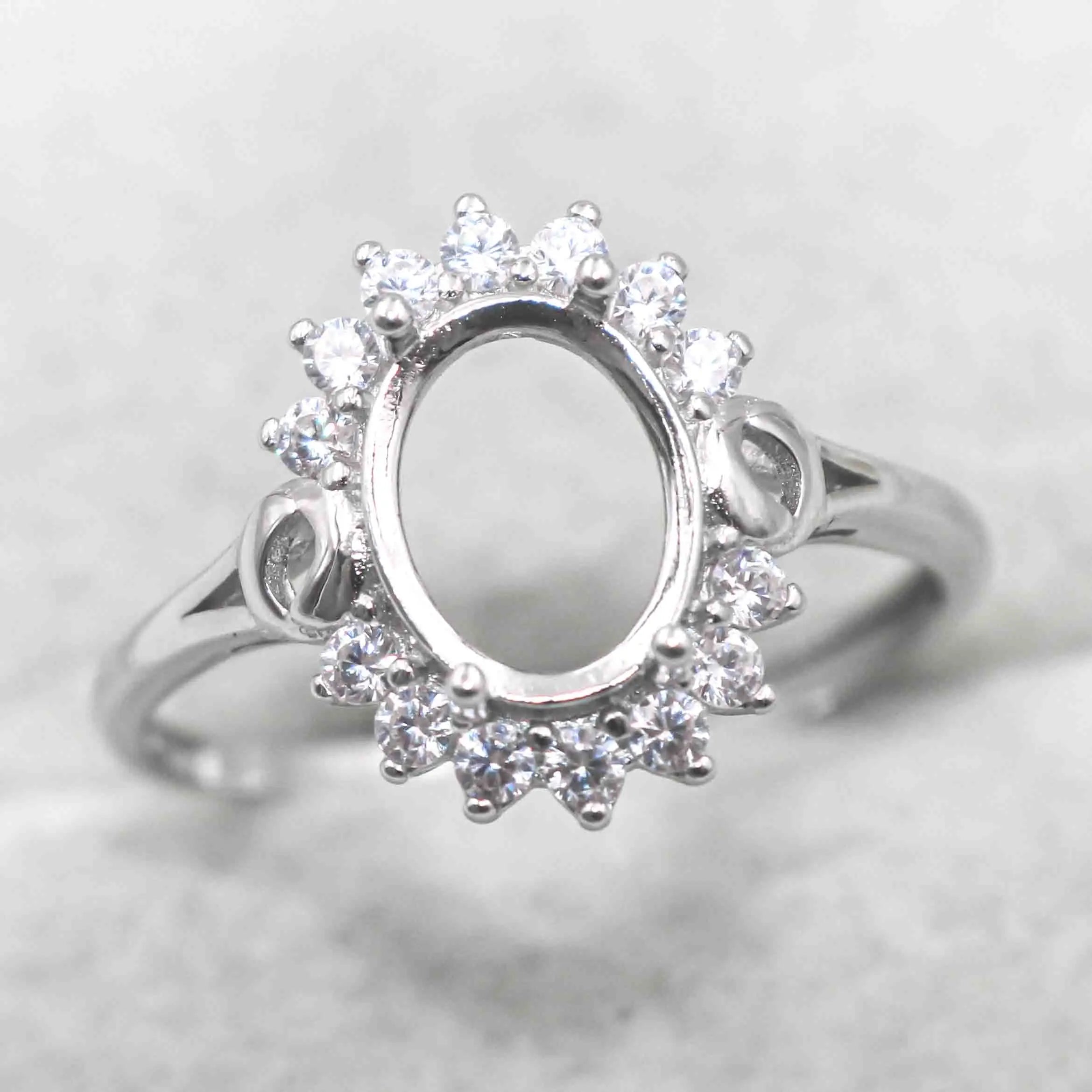 Sterling Silver 7*9mm Semi Mount Ring Empty Frame Blank Support Claw Setting S925 Base Holder Without Center Stone DIY for Inlay