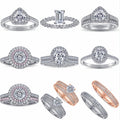Hot Sale Silver Engagement Rings Rose Gold Plated Sterling Silver 925 Jewellery Halo Ring Zircon Women Wedding Rings