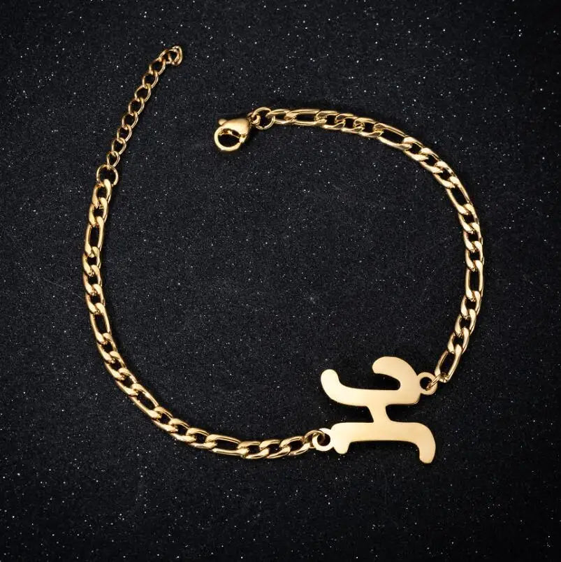 Personalized No Fade Initial Bracelet Women's Bracelet A-Z 26 Letter Charm Bracelet for Women's Stainless Steel Jewelry