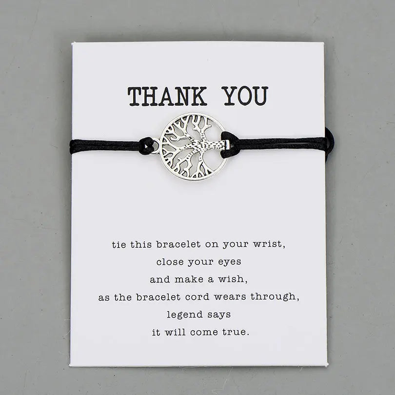 Manufacturer Handmade Adjustable Macrame Thank You Tree of Life Friendship Family Angel Crown Baby Feet Pendant Women Bracelet
