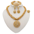 Saudi Arabia Women Wedding Set African Bridal Necklace Earring Ring Bracelet Brazilian Dubai Gold Jewellery Sets
