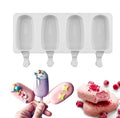 Chinese Supplier Food Grade 4/8 Cavities Oval Silicone Popsicle Ice Cream Mold