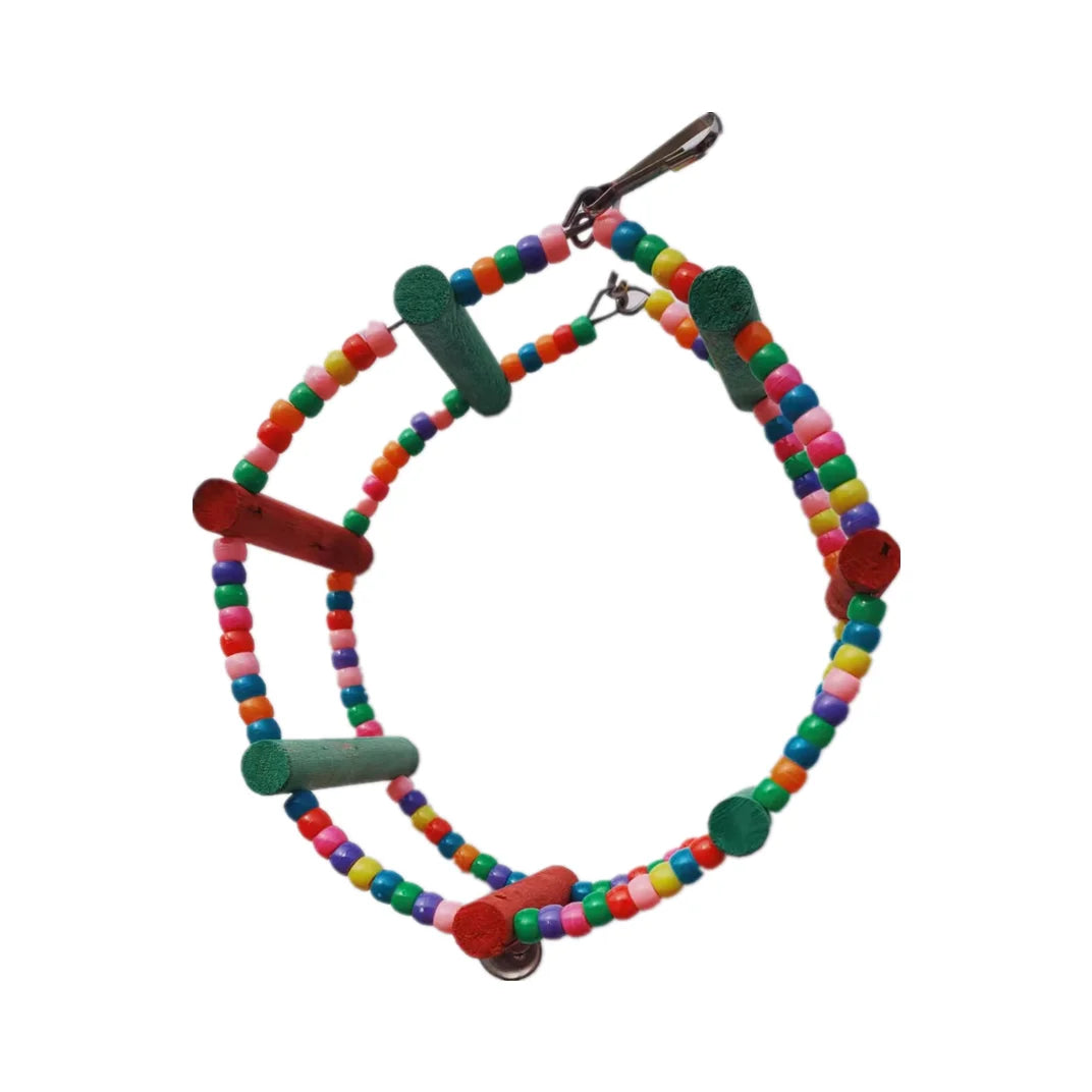 Hot-selling Colorful Beaded Pet Bird Parrot Toy Can Be Folded and Bent Inside the Cage Ring Ladder