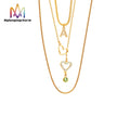 Stainless Steel 3 Layers Jewelry Necklace Gold Plated Birthstone Charm Bling Letter Heart Necklace