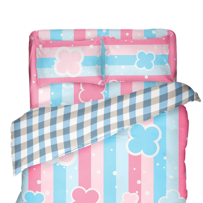 Hot Sale Printed 100% Polyester Twin Size 4pcs Kids Duvet Cover Set Kids Bedding Set with Cartoon Characters for Girls