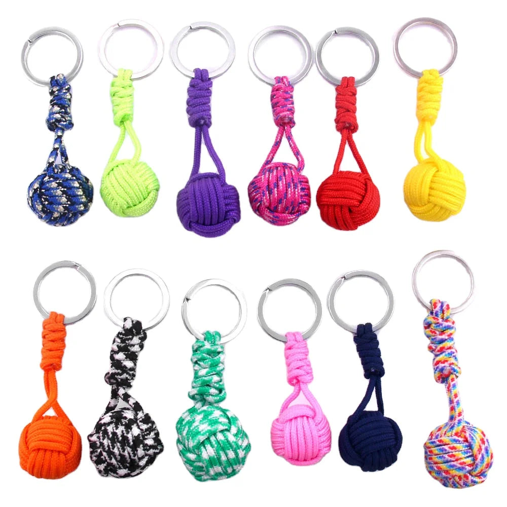 New Outdoor Paracord Survival Monkey Fist Keychain Knotted Climbing Rope with Key Ring MegaBDM