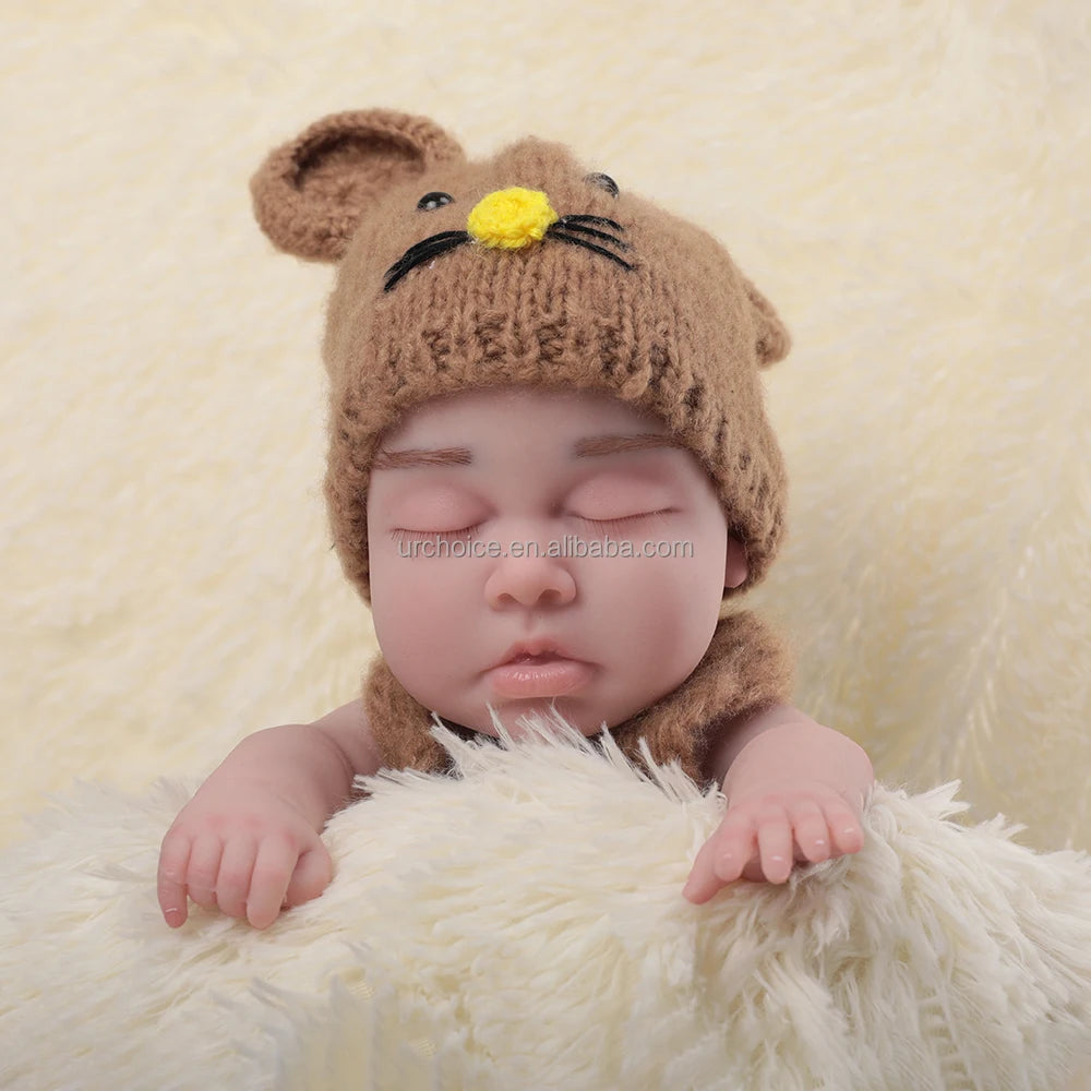 6Lbs Weight Realistic 1:1 Ratio Full Solid Sleeping Closed Eyes Silicone Reborn Baby Boy Soft 18Inch Long Reborn Doll Toy Gift
