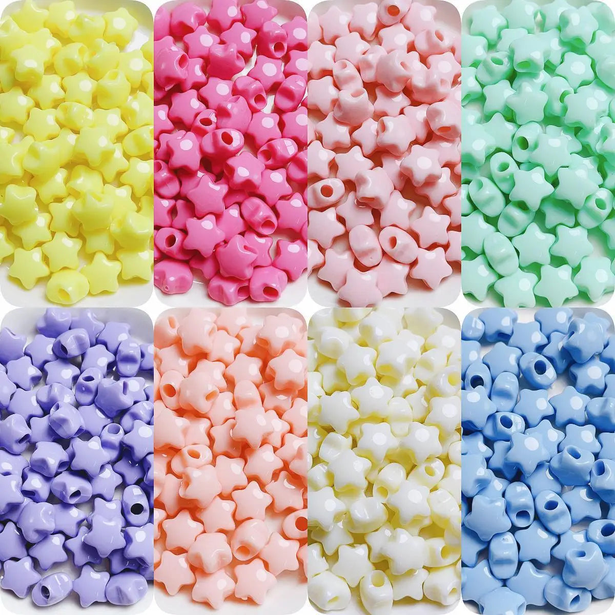 100pcs 15mm Acrylic Color Big Hole Star Spacer Beads for DIY Mobile Phone Chain Bracelet Material Jewelry Accessories