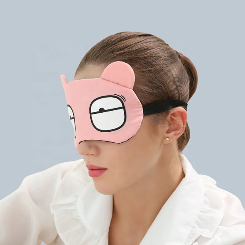 New Design Customization Printing Logo Sleeping Eye Mask With Ice Cartoon Travel Blindfold Cute Eyes Cover