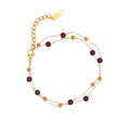 Chris April 316L Stainless Steel PVD Gold Plated Double-layer Chain Natural Gem Power Stone Bracelet