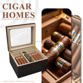 New Design Wholesale Custom  Cedar Wooden Box with Digital Hygrometer & Gold Humidifier Glass Cigar Box Humidor