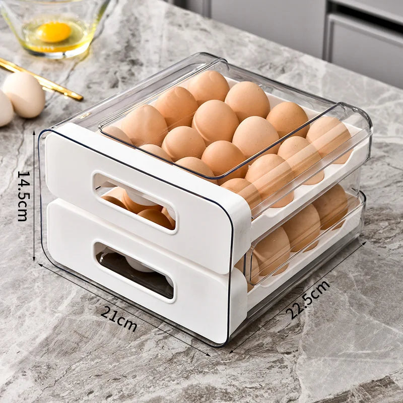 OWNSWING Egg Holder for Fridge Clear Plastic Egg Organizer for Refrigerator Egg Dispenser for Kitchen