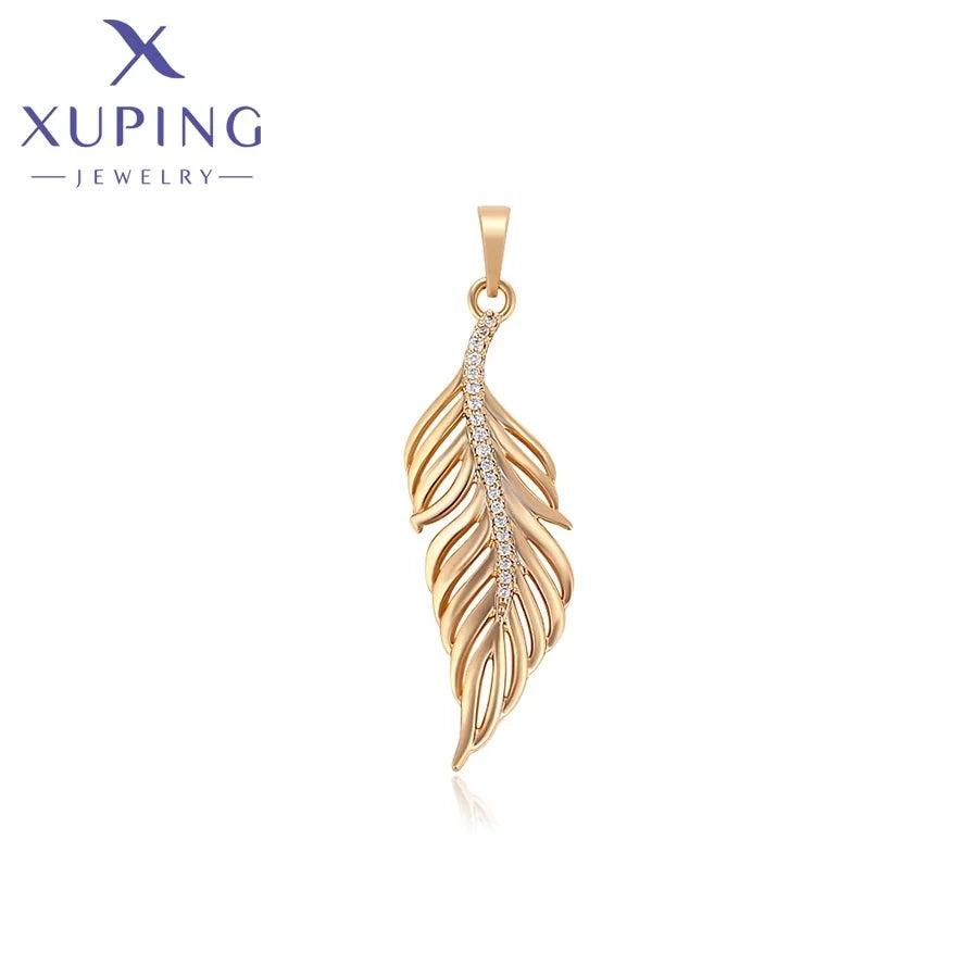 X000720736 XUPING Jewelry 18K Gold Plated Color Fashion Leaf Charm Pendant