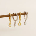 Wholesale Fashion Jewelry 925 Sterling Silver Diamond Zircon Synthetic White Opal Gold Plated Hoop Earring Jewelry for Women MegaBDM