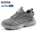 For GUYISA Microfiber Upper Safety Shoes for Men European Standard Steel Toe Smash Proof and Breathable for Summer and Winter