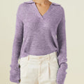 Causal Women Sweater Wool Lady Jumper Turn Down V Neck for Spring Autumn