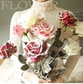O-X0125 Wholesale Wedding Roses Flowers Bouquets Decorative Snow Rose Artificial Flowers Winter Snow Christmas Rose