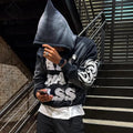Custom Vendor Label Streetwear Cut Edge 100% Cotton Sun Faded Acid Wash Distressed Embroidery Applique Patch Cropped Hoodie Men