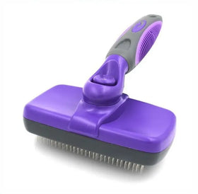 Custom Color Plastic Stainless Steel ABS/TPR Eco-Friendly Pet Dog Cat Small Animals Long Pin Self Cleaning Soft Slicker Brush