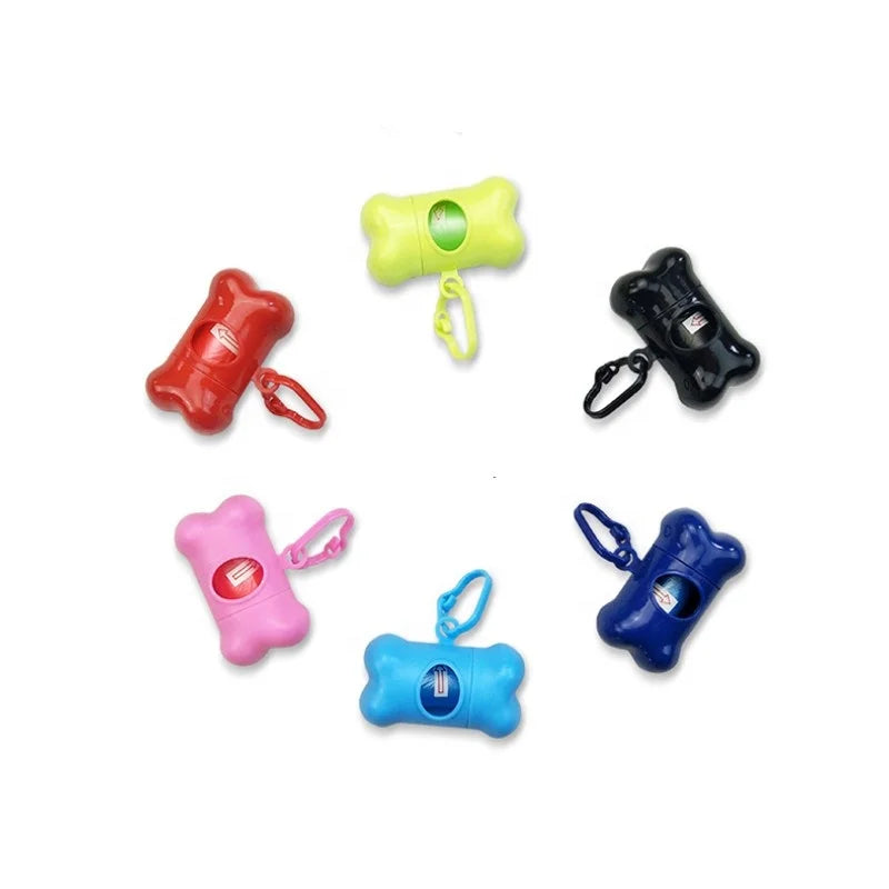 Juice Pet Outdoor Dog Poop Bag Holder Plastic Buckle Dispenser with Fiber & PP Material Bone Shape Design for Dogs Small Animals