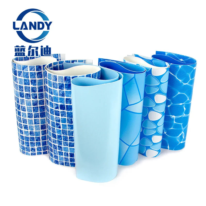 PVC Mosaic Light Blue Pool Liner UV Resistant Waterproof Rectangle Swimming Pool Liners for Above Ground Pools