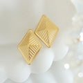Vintage Diamond Triangle Textured Earrings Gold Plated Stainless Steel Streak Ear Studs Women Jewelry Party Rhombus Accessories