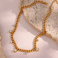 Dreamshow Chunky Necklace Set Shining Zircon Jewelry PVD Gold Plated Stainless Steel Jewelry Chain Set