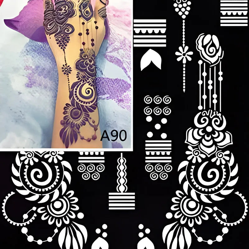 Wholesale Unique Designs Henna Stencils Sticker Template Temporary Hands Fingers Paint Lady