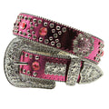 Wholesale 3.8cm 1.5" Width Zinc Alloy Western Fancy Metal studded Crystal Rhinestone pink Pin Buckle Belt