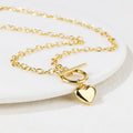 Minimalist Chunky Heart Necklace Brass Love Heart Pendant Necklace