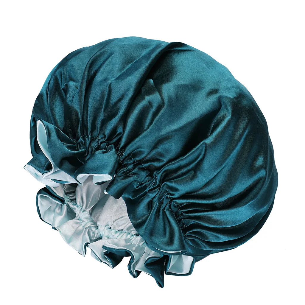 SongMay Customized logo Satin Hair Designers Bonnets Double Layer Sleeping Colorful Women Satin Bonnets