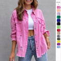 S-2XL New Mid Length Denim Jacket With Torn Edges and Holes Women's Autumn and Winter Long Sleeved Casual Lapel Top